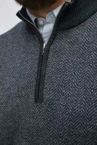 Pull en laine mérinos à demi-zip, grandes tailles