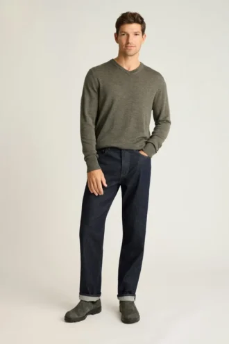 Pull en laine mérinos lavable à col en V