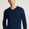 Pull en laine mérinos lavable à col en V