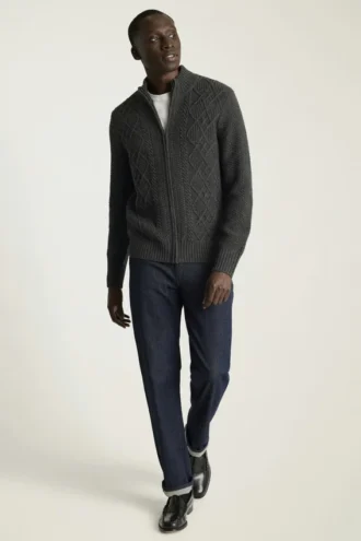 Pull à torsades | Pull zippé épais à torsades