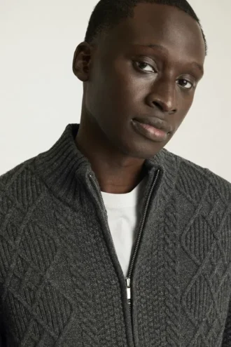 Pull à torsades | Pull zippé épais à torsades