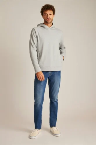 Sweat à capuche en molleton français stretch avec boutons-pression