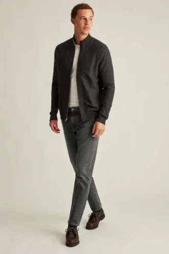 Veste en coton et cachemire à fermeture éclair intégrale